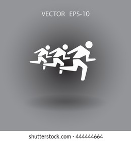 Flat icon of running mans