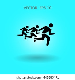 Icono plano de los hombres en ejecución