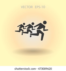 Flat icon of running mans
