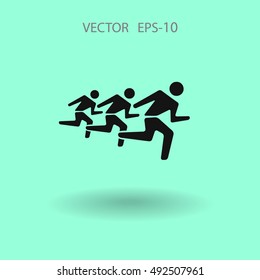 Flat icon of running mans