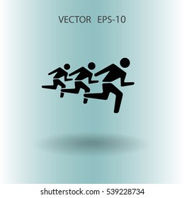 Flat icon of running mans. vector illustration