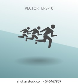 Flat icon of running mans. vector illustration