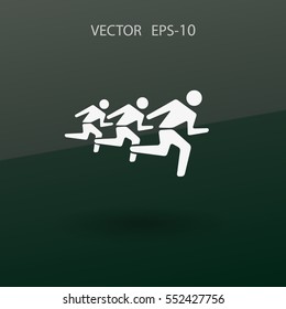 Flat icon of running mans. vector illustration