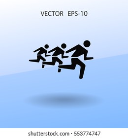 Flat icon of running mans. vector illustration