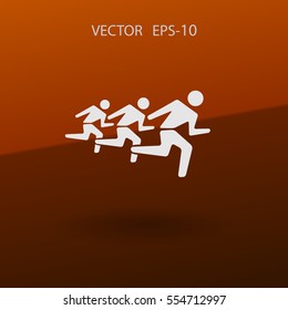 Flat icon of running mans. vector illustration