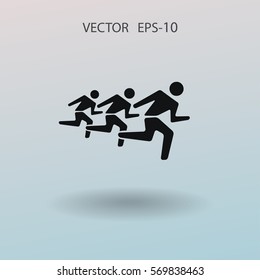 Flat icon of running mans. vector illustration