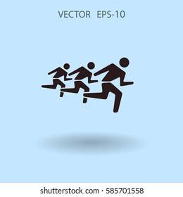 Flat icon of running mans. vector illustration