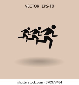 Flat icon of running mans. vector illustration