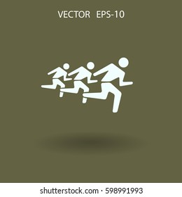 Flat icon of running mans. vector illustration