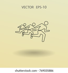 Flat icon of running mans. vector illustration