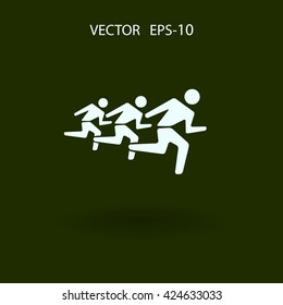 Flat icon of running men