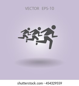 Flat icon of running men
