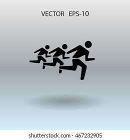 Flat icon of running men