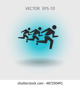 Flat icon of running men