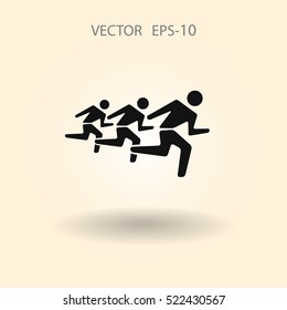 Flat icon of running men