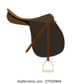 Flat Icon Of Saddle For Horse Riding.