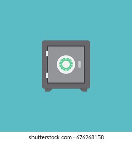Flat Icon Safe Element. Vector Illustration Of Flat Icon Strongbox Isolated On Clean Background. Can Be Used As Safe, Strongbox And Secure Symbols.