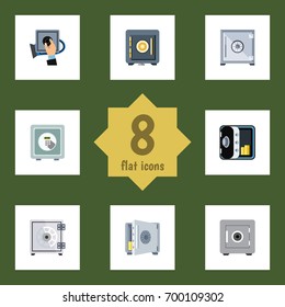 Flat Icon Safe Set Of Banking, Safe, Security And Other Vector Objects. Also Includes Locked, Protection, Banking Elements.