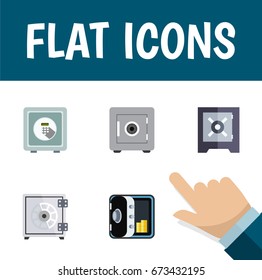 Flat Icon Safe Set Of Security, Protection, Locked And Other Vector Objects. Also Includes Strongbox, Locked, Saving Elements.