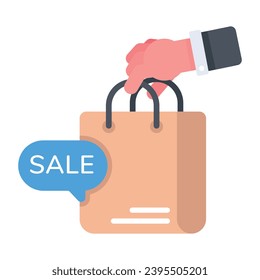 Here’s a flat icon of sale bag 