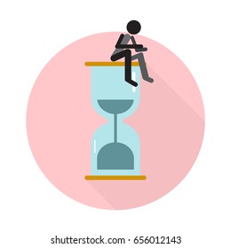 flat icon for sand clock and man sitting,vector illustrations