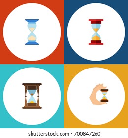 Flat Icon Sandglass Set Of Sandglass, Loading, Waiting Vector Objects. Also Includes Hourglass, Timer, Measurement Elements.