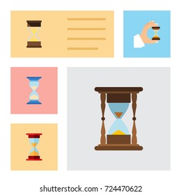 Flat Icon Sandglass Set Of Minute Measuring, Waiting, Sandglass Vector Objects. Also Includes Sand, Measurement, Instrument Elements.