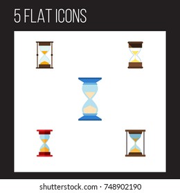Flat Icon Sandglass Set Of Sand Timer, Loading, Instrument Vector Objects. Also Includes Timer, Sandglass, Instrument Elements.