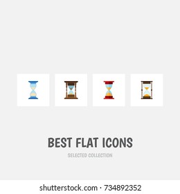 Flat Icon Sandglass Set Of Waiting, Minute Measuring, Loading And Other Vector Objects. Also Includes Instrument, Sandglass, Hourglass Elements.