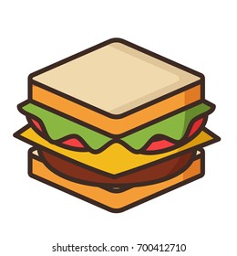 Flat icon sandwich. Vector illustration