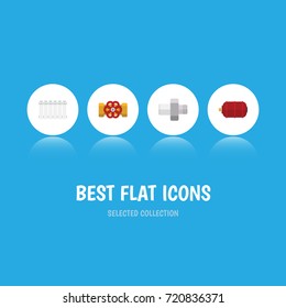 Flat Icon Sanitary Set Of Connector, Radiator, Container And Other Vector Objects. Also Includes Tank, Flange, Thermostat Elements.