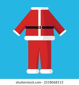 Flat icon of Santa Claus clothes. Costume concept for Christmas, New Year and theme parties.