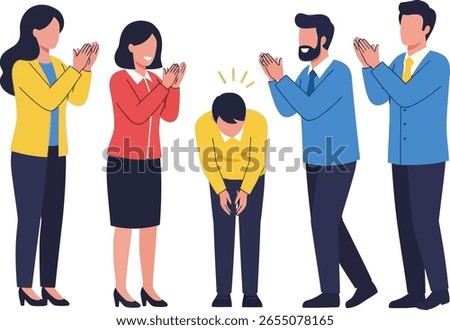 Flat Icon SAppreciation and Humility in the Workplace, Expressing Gratitude and Receiving Acclaim with Modesty