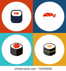 Flat Icon Sashimi Set Of Gourmet, Maki, Japanese Food And Other Vector Objects. Also Includes Seafood, Gourmet, Sushi Elements.