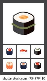 Flat Icon Sashimi Set Of Oriental, Eating, Maki And Other Vector Objects. Also Includes Eating, Sashimi, Maki Elements.