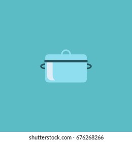 Flat Icon Saucepan Element. Vector Illustration Of Flat Icon Casserole Isolated On Clean Background. Can Be Used As Pan, Saucepan And Casserole Symbols.