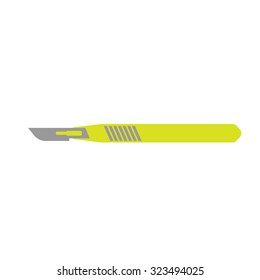 Flat Icon of Scalpel on White Background. Vector Illustration