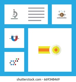 Flat Icon Science Set Of Attractive Force, Glass, Molecule And Other Vector Objects. Also Includes Electrical, Electricity, Attractive Elements.