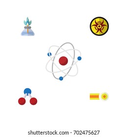 Flat Icon Science Set Of Danger, Flame, Orbit And Other Vector Objects. Also Includes Danger, Oxygen, Chemical Elements.