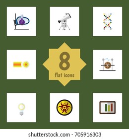 Flat Icon Science Set Of Genome, Chemical, Danger And Other Vector Objects. Also Includes Telescope, Risk, Lightbulb Elements.