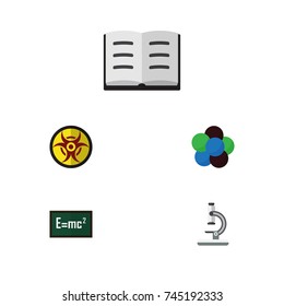 Flat Icon Science Set Of Glass, Proton, Danger And Other Vector Objects. Also Includes Theory, Nuclear, Information Elements.