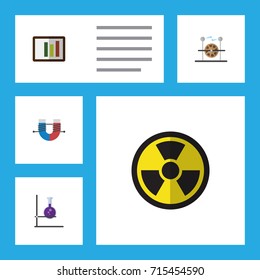 Flat Icon Science Set Of Irradiation, Diagram, Flask And Other Vector Objects. Also Includes Irradiation, Column, Engine Elements.