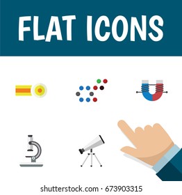 Flat Icon Science Set Of Molecule, Glass, Chemical And Other Vector Objects. Also Includes Chemical, Scope, Attractive Elements.