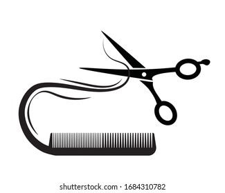 Flat icon scissors and combs isolated on white background. Beauty saloon.