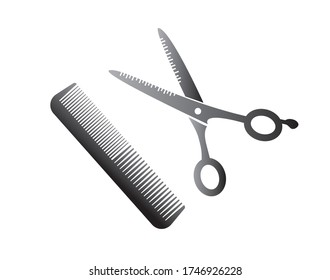 Flat icon scissors and combs isolated on white background. Beauty saloon.