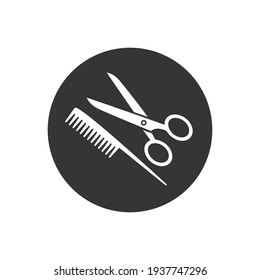 Flat icon scissors and combs isolated on white background. Beauty saloon vector