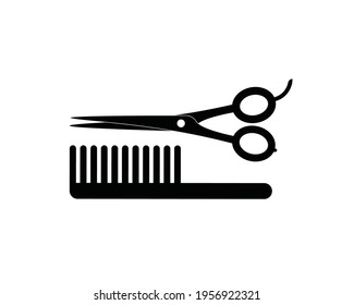 Flat icon scissors and combs isolated on white background. Beauty saloon.