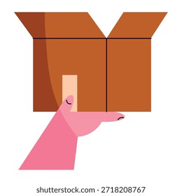 Icono plano de una caja de cartón sellada para el embalaje y el envío