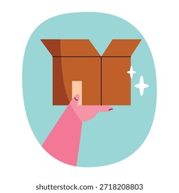 Icono plano de una caja de cartón sellada para el embalaje y el envío