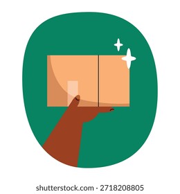 Icono plano de una caja de cartón sellada para el embalaje y el envío